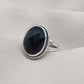 Black Onyx Ring: Faceted Oval Gemstone, 925 Sterling Silver, Boho Protection Jewelry