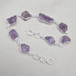 Raw Amethyst 925 Sterling Silver Link Bracelet – Boho Gemstone Jewelry