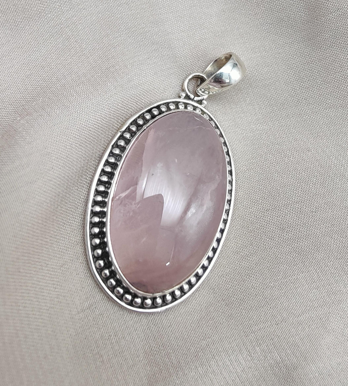 Rose Quartz Pendant Necklace: 925 Sterling Silver, Love & Healing
