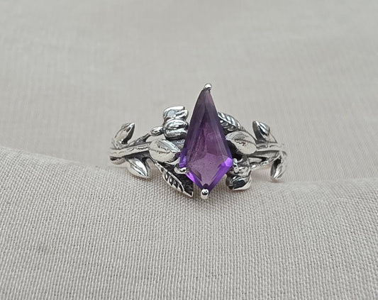 925 SOLID STERLING SILVER NATURAL AMETHYST GEMSTONE HANDMADE RING, BRIDAL RING ALL SIZES AVAILABLE