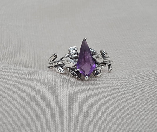 925 SOLID STERLING SILVER NATURAL AMETHYST GEMSTONE HANDMADE RING, BRIDAL RING ALL SIZES AVAILABLE