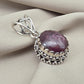 Natural Ruby Star Pendant Genuine Asteriated Ruby Cabochon Handmade 925 Sterling Silver Jewelry