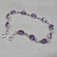 925 Sterling Silver Amethyst Bracelet Natural Purple Gemstone Oval Link Jewelry