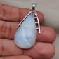 Rainbow Moonstone Pendant | 925 Sterling Silver Teardrop Necklace | June Birthstone | Intuition & Healing Crystal Jewelry