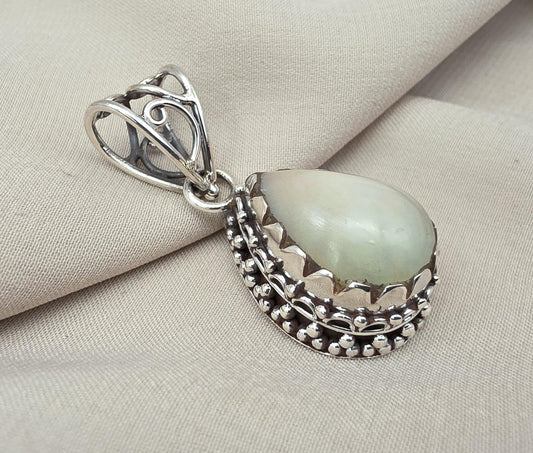 Natural Opal Silver Pendant 925 Sterling Silver Jewelry Pear Shape Cabochon Handmade Gemstone