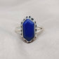 Natural Lapis Lazuli 925 Sterling Silver Ring: Handmade Hexagon Gemstone, Boho Jewelry