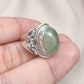 Prehnite 925 Sterling Silver Ring: Handmade Boho Healing Crystal