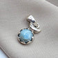 925 Sterling Silver Larimar Flower Pendant Natural Blue Larimar Floral Gemstone Necklace Charm