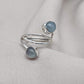 Aqua Milky Quartz 925 Sterling Silver Ring: Adjustable Open Wrap Design