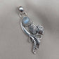 Rainbow Moonstone Silver Pendant: Artisan Floral Leaf Design, Boho Charm