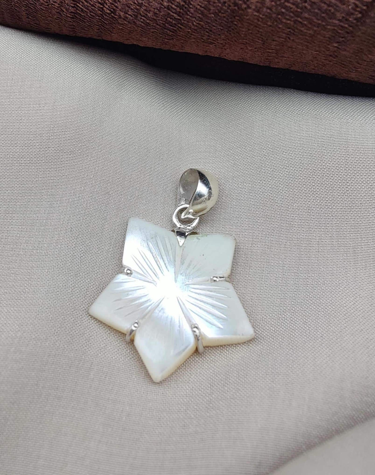 Mother of Pearl Star Pendant: 925 Sterling Silver Boho Necklace