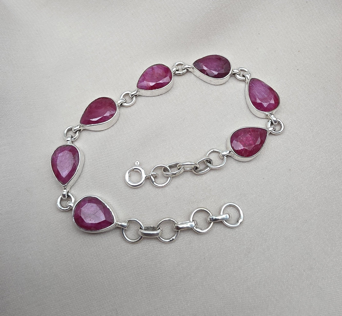 Ruby 925 Sterling Silver Bracelet Natural Handmade July Birthstone Jewelry