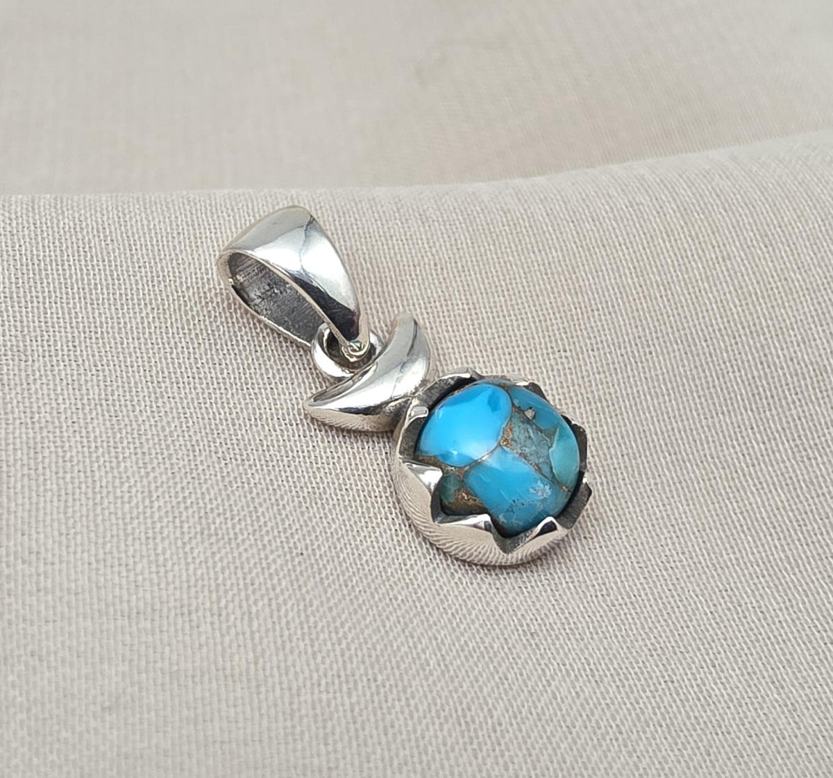 Handmade 925 Sterling Silver Turquoise Pendant: Boho Gemstone Necklace