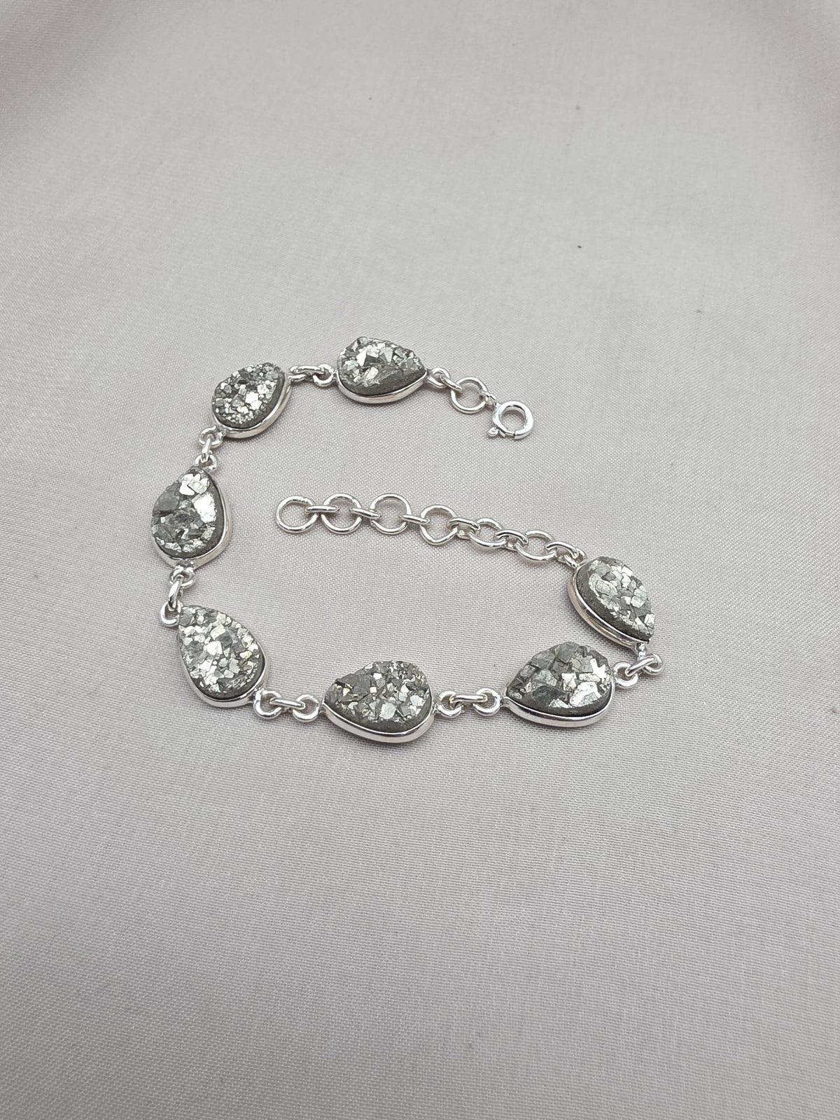 925 Sterling Silver Pyrite Druzy Bracelet Sparkling Gemstone Statement Jewelry Gift for Her