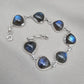 Natural Labradorite Bracelet 925 Sterling Silver, Blue Flash Labradorite Gemstone Jewelry Birthstone Gifts