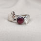 Red Garnet 925 Sterling Silver Ring – Adjustable Leaf Design, Natural Gemstone January Birthstone Jewelry