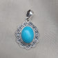 American Turquoise Pendant: Handmade 925 Silver Boho Necklace