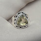 Lemon Quartz 925 Sterling Silver Ring: Handmade Boho Gemstone Jewelry