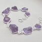 Raw Amethyst 925 Sterling Silver Link Bracelet – Boho Gemstone Jewelry