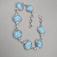 Natural Larimar Handmade  Bracelet : 925 Sterling Silver Blue Gemstone Adjustable Bracelet