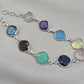 925 Sterling Silver Multi Stone Bracelet Natural Gemstone Cushion Link Jewelry