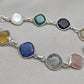 Multi Gemstone Bracelet 925 Sterling Silver Colorful Statement Bracelet