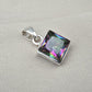 Mystic Topaz Pendant: 925 Sterling Silver Jewelry Handmade Square Gemstone Necklace Gift for Her