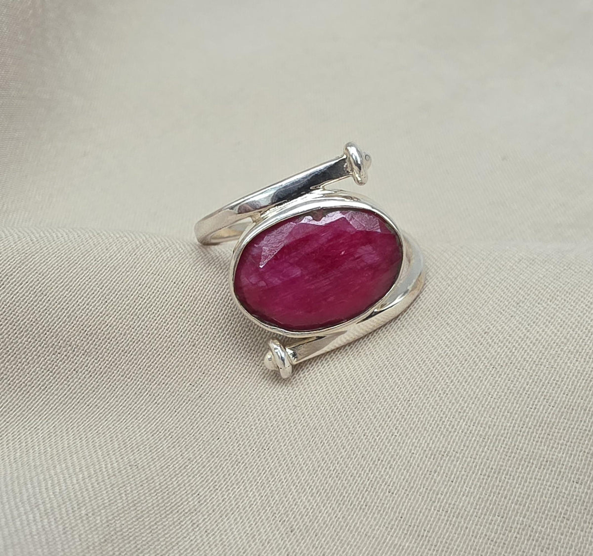 Natural Ruby Ring: Handmade 925 Sterling Silver Boho Statement Ring July Birthstone