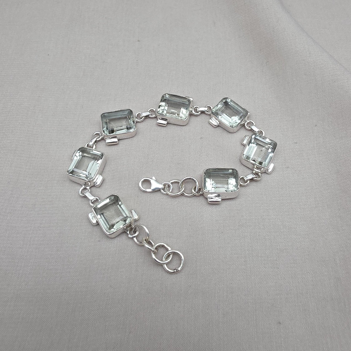 925 Sterling Silver Green Amethyst Bracelet Elegant Minimal Jewelry Gift for Her