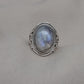 Rainbow Moonstone Ring: Handmade 925 Sterling Silver Boho Statement
