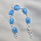 925 Sterling Silver Larimar Bracelet Natural Blue Gemstone Oval Link Jewelry