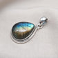 Handmade Labradorite Teardrop Pendant: 925 Sterling Silver Gemstone Necklace