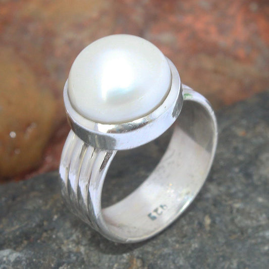 925 SOLID STERLING SILVER NATURAL Mother of Pearl GEMSTONES HANDMADE RING, ALL SIZES AVAILABLE