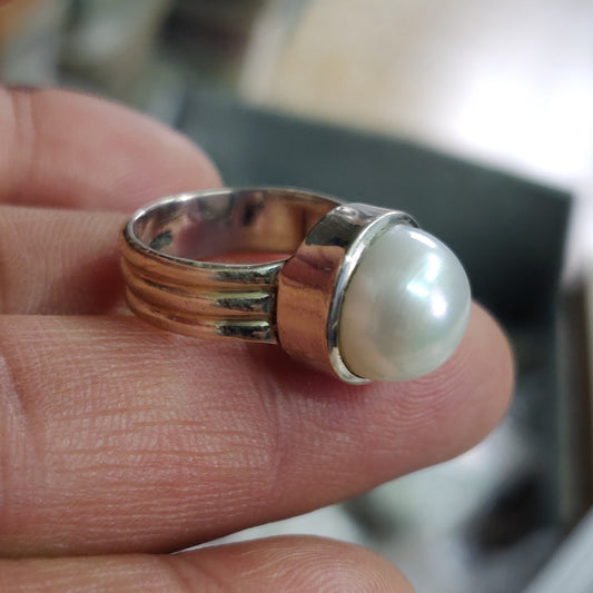 925 SOLID STERLING SILVER NATURAL Mother of Pearl GEMSTONES HANDMADE RING, ALL SIZES AVAILABLE
