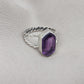 Amethyst Hexagon 925 Sterling Silver Ring: Twisted Band, Spiritual Jewelry
