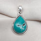 Tibetan Turquoise Pear Pendant: Sterling Silver Boho Necklace