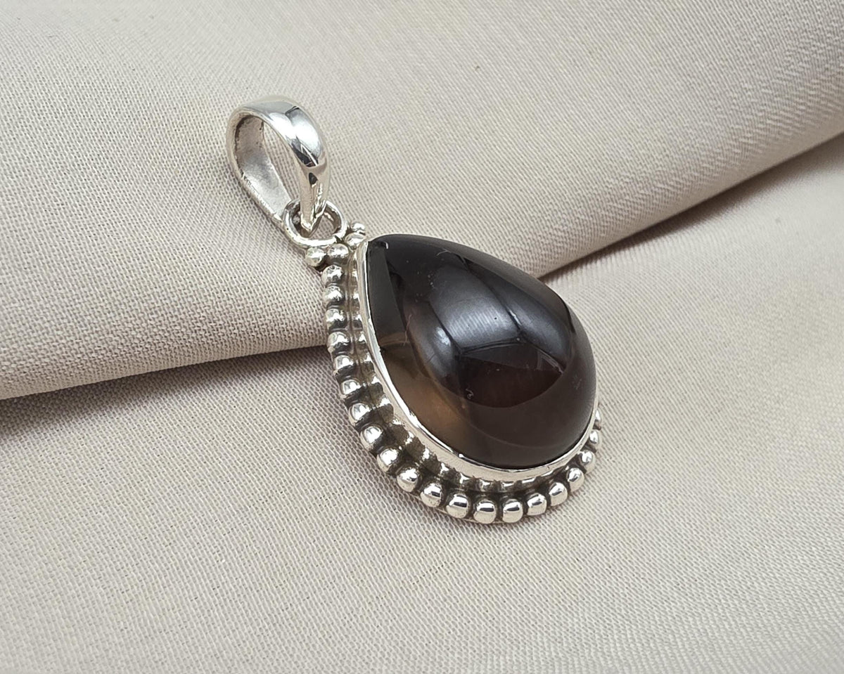 Smoky Quartz Pendant: 925 Sterling Silver November Birthstone Necklace Healing Gemstone Jewelry