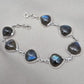 Natural Labradorite Bracelet 925 Sterling Silver, Blue Flash Labradorite Gemstone Jewelry Birthstone Gifts