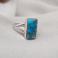 Blue Copper Turquoise 925 Sterling Silver Ring: Boho Gemstone Jewelry