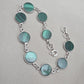 Malachite Bracelet 925 Sterling Silver Round Cabochon Green Gemstone Link Bracelet Handmade Jewelry
