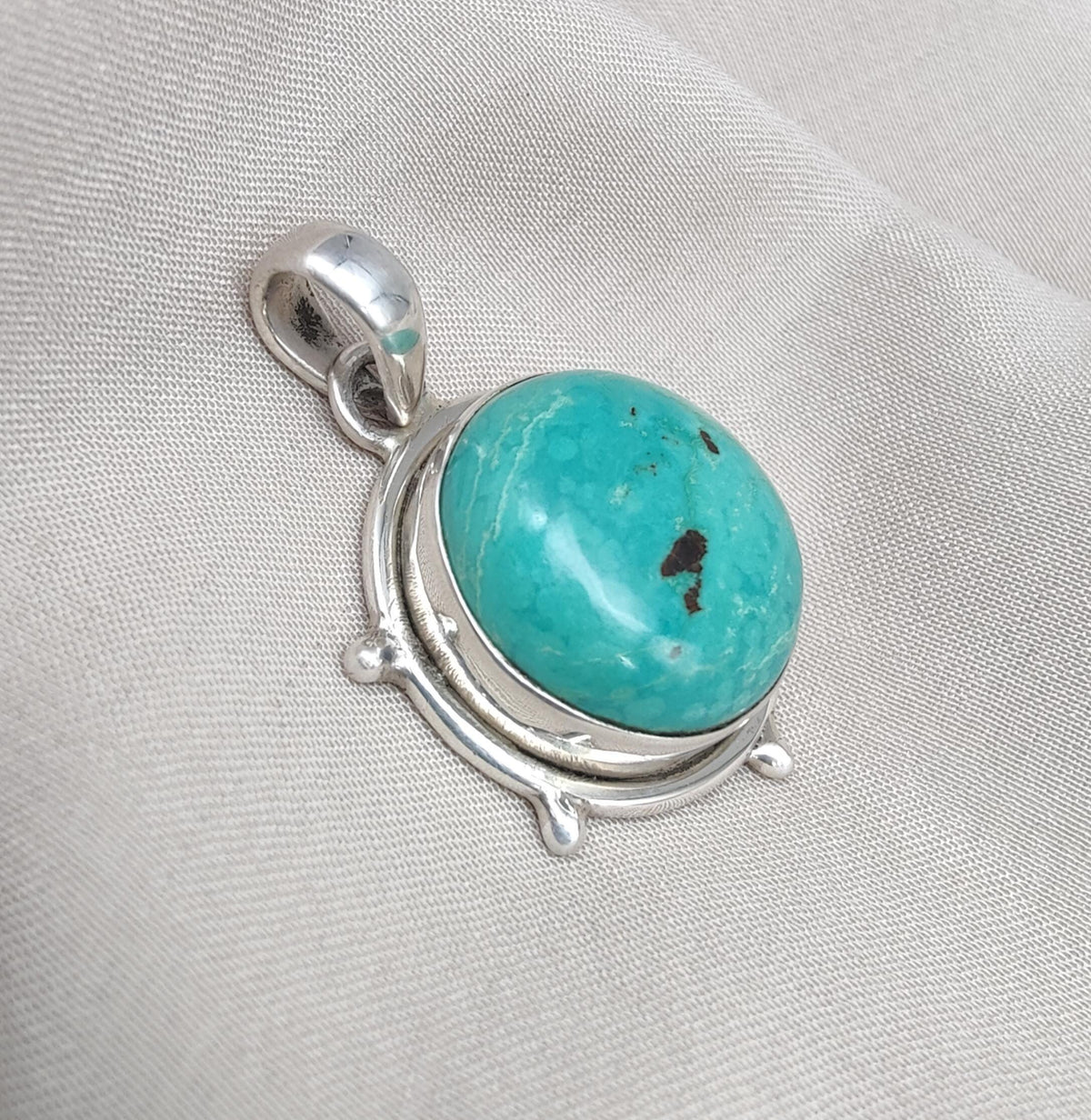 Tibetan Turquoise Pendant Necklace: 925 Silver Boho Healing Jewelry