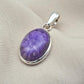 925 Sterling Silver Charoite Pendant: Purple Gemstone Necklace Handmade Jewelry
