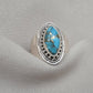 Blue Copper Turquoise Marquise Ring 925 Sterling Silver Statement Ring December Birthstone Gift