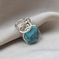 925 Sterling Silver Blue Copper Turquoise Hexagon Pendant Handmade Jewelry