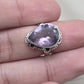 925 Sterling Silver Amethyst Ring Pear Shape Purple Gemstone Statement Ring February Birthstone