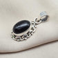 Black Onyx 925 Sterling Silver Pendant: Boho Protection Handmade Jewelry