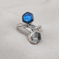 Labradorite & Green Amethyst 925 Sterling Silver Ring: Adjustable Double Stone