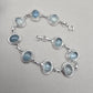 925 Sterling Silver Aqua Milky Gemstone Bracelet Natural Blue Cabochon Handmade Jewelry
