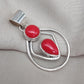 Red Coral Pendant: Two-Stone 925 Sterling Silver Boho Necklace