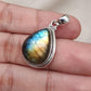 Handmade Labradorite Teardrop Pendant: 925 Sterling Silver Gemstone Necklace